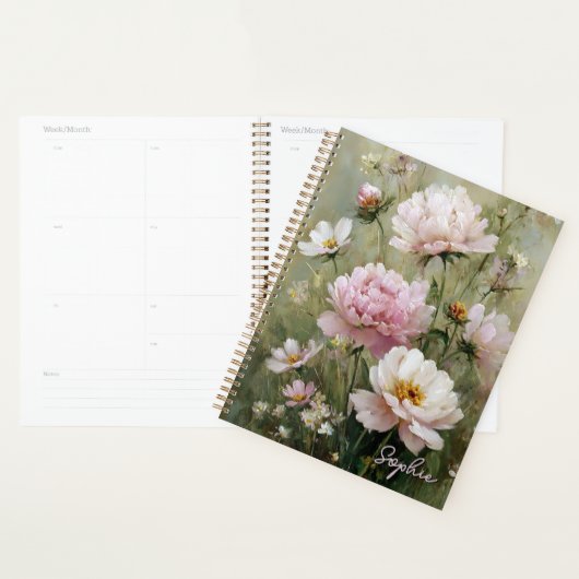 Vintage Romantic Pastel Wildflower Personalized Planer (Anzeige)