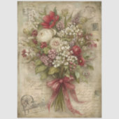 Vintage Romantic Red Bouquet Ephemera Decoupage Seidenpapier (Vorderseite)