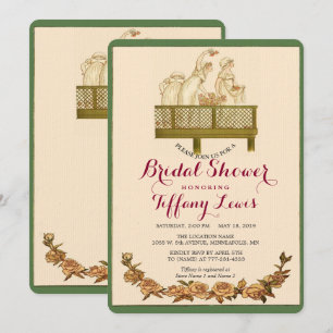 Vintage Romantic Rustic Floral Bridal Shower Einladung
