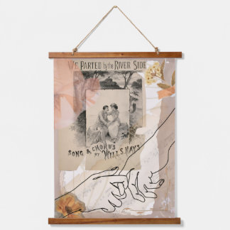 Vintage Romantic Wall Tapestry Antique Collage Wandteppich Mit Holzrahmen