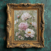 Vintage Romantic Wildflower Pastel Pink Wall Art Poster