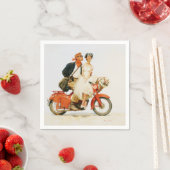 Vintage Romantik auf einem roten Roller Serviette (Beispiel)