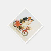 Vintage Romantik auf einem roten Roller Serviette (Ecke)
