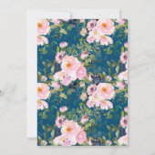 Vintage Romantik Florals in blauem Brautparty Einladung (Rückseite)