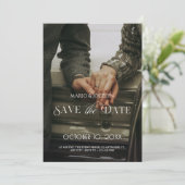 Vintage Romantik Foto Hochzeit Verlobung Save The Date (Stehend Vorderseite)