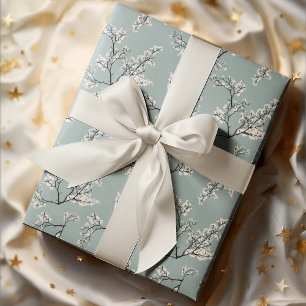 Vintage-Romantik-Frühlingsblumen-Muster Teal Geschenkpapier