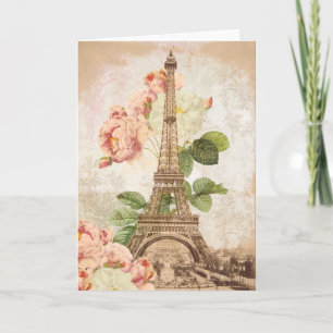 Vintage Romantik-Karte Paris Pink Rose Karte
