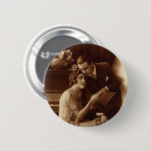 Vintage Romantik, Liebe und Romantik Liebhaber Button (Vorne & Hinten)