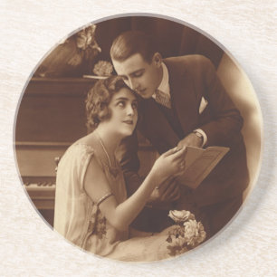 Vintage Romantik, Liebe und Romantik Liebhaber Sandstein Untersetzer