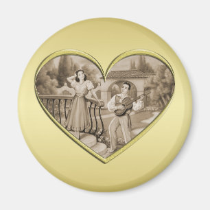 Vintage-Romantik-Paar, Mann und Frau, Gold Magnet