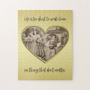 Vintage-Romantik-Paar, Mann und Frau, Gold Puzzle