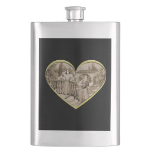 Vintage-Romantik-Paar, Mann und Frau Liebe Flachmann