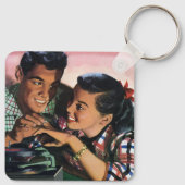 Vintage Romantik, Schulliebe in der Liebe Schlüsselanhänger (Rückseite)