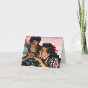 Vintage Romantik, Verliebte aus der Schulzeit Dankeskarte