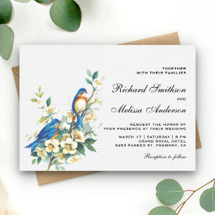 Vintage Romantische Blumen Vögel Hochzeit Einladung