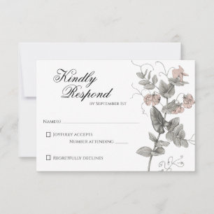 Vintage romantische botanische Hochzeitseinladung  RSVP Karte