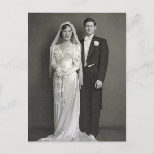 Vintage romantische Braut und Bräutigam Fotos Postkarte