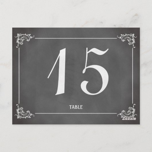 Vintage romantische Chalkboard Hochzeit Tischnumme Postkarte (Rückseite)