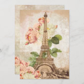 Vintage romantische Einladung in Paris Pink Rose (Vorne/Hinten)