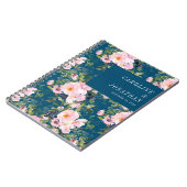 Vintage romantische Florals Blue Custom Wedding Notizblock (Linke Seite)