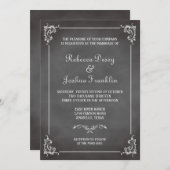 Vintage romantische graue Tafelrollehochzeit Einladung (Vorne/Hinten)