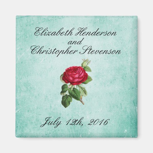 Vintage romantische Hochzeit der Rote Rose Magnet (Vorne)