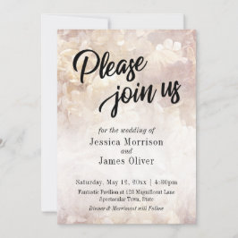 Vintage, romantische Hochzeit mit Flora und Fauna Einladung