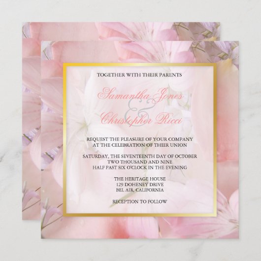 Vintage + romantische Hochzeitsaufenthalte Einladung (Vorne/Hinten)