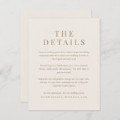 Vintage romantische Hochzeitsdetails Begleitkarte (Vorne/Hinten)