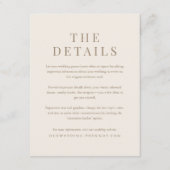 Vintage romantische Hochzeitsdetails Begleitkarte (Vorderseite)