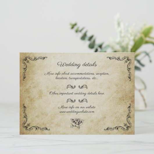 Vintage romantische Hochzeitskarte Einladung (Stehend Vorderseite)