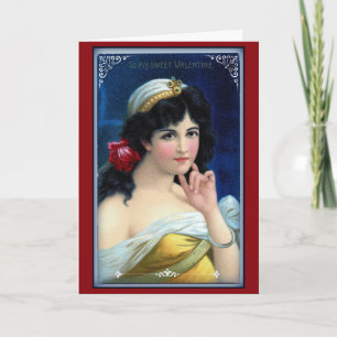 Vintage romantische junge Dame zum Valentinstag Feiertagskarte