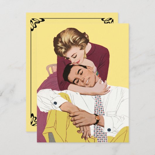 Vintage romantische Liebe, Retro Romantik Einladun (Vorne/Hinten)