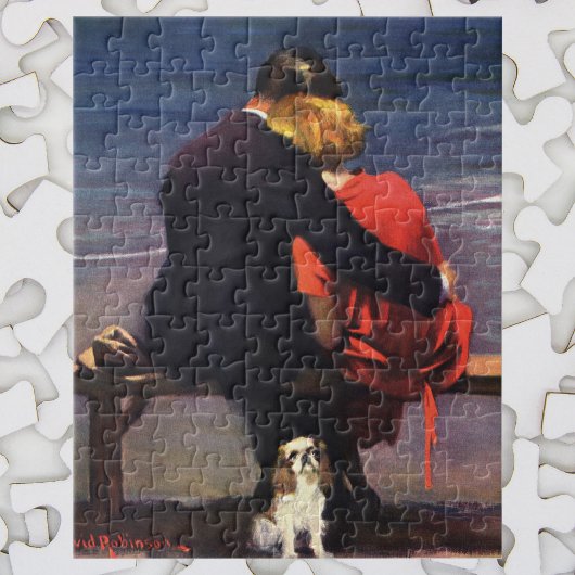 Vintage romantische Liebe, Romantik am Strand Puzzle