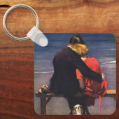 Vintage romantische Liebe, Romantik am Strand Schlüsselanhänger (Vorderseite)