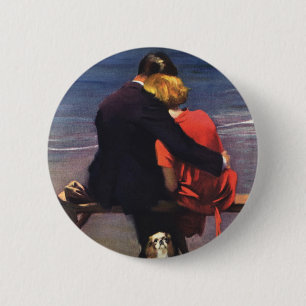 Vintage Romantische Liebe, Romanze am Strand Button