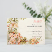 Vintage romantische Malerei von Rose Hochzeit RSVP (Stehend Vorderseite)