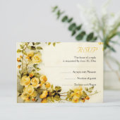 Vintage romantische Malerei von Rose Hochzeit RSVP (Stehend Vorderseite)