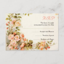 Vintage romantische Malerei von Rose Hochzeit RSVP