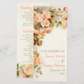 Vintage romantische Malerei von Rose Hochzeitsprog Programm (Vorne/Hinten)