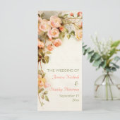 Vintage romantische Malerei von Rose Hochzeitsprog Programm (Stehend Vorderseite)