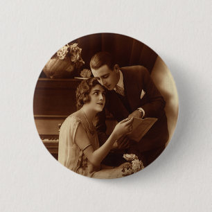 Vintage romantische Musik, Liebes- und Romantiklie Button