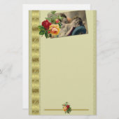 Vintage Romantische Postkarte und Rose Gold Edge Briefpapier (Vorne/Hinten)