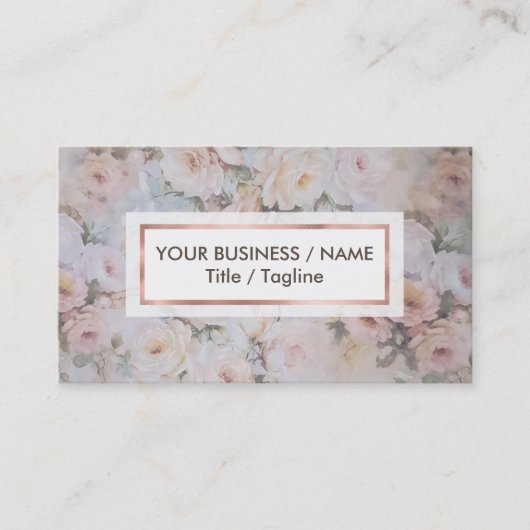 Vintage romantische Rosa Elfenbein-Rose Visitenkarte (Vorderseite)