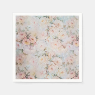 Vintage romantische Rosa-Elfenbeinblume Rose Serviette