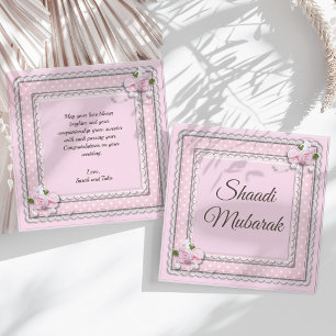 Vintage Romantische Rosa Rosen Shaadi Mubarak Kart