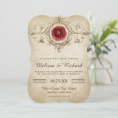 Vintage romantische Rose Blühe Hochzeitseinladung Einladung (Stehend Vorderseite)