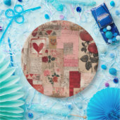 Vintage Romantische Rose Collage (1) Pappteller (Party)