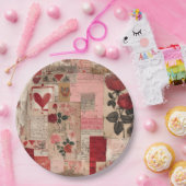 Vintage Romantische Rose Collage (1) Pappteller (Party)