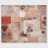 Vintage Romantische Rose Collage (2) Geschenkpapier (Flach)